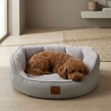 Jungolica Coco Kedi ve Köpek Yatağı Gri, Oval Tasarım, Çift Taraflı Yıkanabilir Minder, Ultra Yumuşak, Yükseltilmiş Yan Destek, Kaydırmaz Taban (Small)