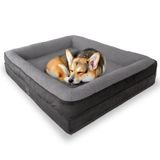 Jungolica Felix Köpek Yatağı Antrasit Küçük 55x75 cm, Visco Sünger,%100 Su Geçirmez Alez, Çıkarılabilir Yıkanabilir Kılıf, Kaydırmaz Taban, Teddy Dokulu Kedi & Köpek Minderi