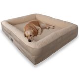 Jungolica Felix Köpek Yatağı Bej Orta 75x95 cm, Visco Sünger,%100 Su Geçirmez Alez, Çıkarılabilir Yıkanabilir Kılıf, Kaydırmaz Taban, Teddy Dokulu Kedi & Köpek Minderi