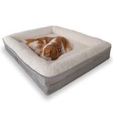 Jungolica Felix Köpek Yatağı Gri Büyük 90x110 cm, Visco Sünger,%100 Su Geçirmez Alez, Çıkarılabilir Yıkanabilir Kılıf, Kaydırmaz Taban, Teddy Dokulu Kedi & Köpek Minderi