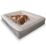 Jungolica Felix Köpek Yatağı Gri Orta 75x95 cm, Visco Sünger,%100 Su Geçirmez Alez, Çıkarılabilir Yıkanabilir Kılıf, Kaydırmaz Taban, Teddy Dokulu Kedi & Köpek Minderi