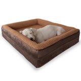 Jungolica Felix Köpek Yatağı Kahverengi Büyük 90x110 cm, Visco Sünger,%100 Su Geçirmez Alez, Çıkarılabilir Yıkanabilir Kılıf, Kaydırmaz Taban, Teddy Dokulu Kedi & Köpek Minderi
