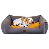 Jungolica Lucy Köpek Yatağı 55 × 75 × 20 cm Gri Hardal - Yumuşak Dolgulu Pet Yatağı, Yıkanabilir ve Hızlı Kuruyan, Dayanıklı Kumaş, Ortopedik Destekli (L)