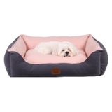 Jungolica Lucy Köpek Yatağı 55 × 75 × 20 cm Gri Pembe - Yumuşak ve Konforlu Pet Yatağı, Hızlı Kuruyan Kumaş, Yıkanabilir Minderli, Modern Tasarım Köpek Yatak (L)