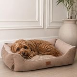 Jungolica Lucy Köpek Yatağı 55 × 75 × 20 cm Kahve Bej - Ortopedik Destekli Pet Minderi, Yüksek Kaliteli Kumaş, Kolay Temizlenen, Yumuşak ve Rahat (L)