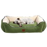 Jungolica Lucy Köpek Yatağı 55 × 75 × 20 cm Yeşil Ekru - Yumuşak ve Dayanıklı Pet Yatağı, Yıkanabilir, Hızlı Kuruyan, Ortopedik Destekli Rahat Minder Köpek Yatak (L)