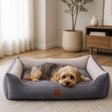Jungolica Lucy Köpek Yatağı 75 × 95 × 22 cm Gri Açık Gri - Yüksek Kaliteli Pet Minderi, Ortopedik Destekli, Yumuşak Kumaşlı, Kolay Temizlenen, Konforlu Köpek Yatak (XL)
