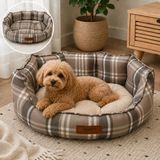 Jungolica Pet Products Carina Çift Taraflı Minderli Yıkanabilir Kedi ve Köpek Yatağı, 4 Mevsim Kullanım, Kaydırmaz Taban, Tüm Irklara Uygun - Bej - XL