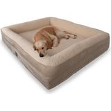 Jungolica Pet Products Felix, Visco Süngerli, Ultra Yumuşak, %100 Su Geçirmez, Çıkarılabilir Kılıflı, Kedi Ve Köpek Yatağı - Bej - 75 x 95 cm