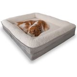 Jungolica Pet Products Felix, Visco Süngerli, Ultra Yumuşak, %100 Su Geçirmez, Çıkarılabilir Kılıflı, Kedi Ve Köpek Yatağı - Gri - Beyaz - 55 x 75 cm