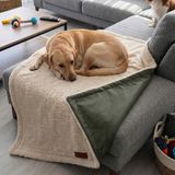 Jungolica Pet Products Jungolica Su Geçirmez, Çift Taraflı, Kolay Temizlenebilen, Kedi ve Köpek Koltuk & Yatak Örtüsü - Haki - Krem