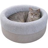 Jungolica Pet Products Pofito, Çift Taraflı Minderli, Kaydırmaz Tabanlı, Sakinleştirici Etkili, Yuvarlak Kedi-Köpek Yatağı - 50 x 50 x 22 cm - Gri