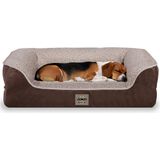 Jungolica Pet Products Sezar, Visco Süngerli,%100 Su Geçirmez, Kolay Temizlenen, Çıkarılabilir Kılıflı, Kedi ve Köpek Yatağı - Kahverengi - 75 x 95 cm