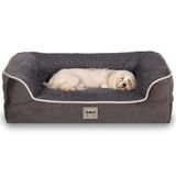 Jungolica Sezar Kedi ve Köpek Yatağı Antrasit 55x75 cm, Ortopedik Visco,%100 Su Geçirmez Alez, Çıkarılabilir Yıkanabilir Kılıf, Yan Destekli, Kaydırmaz Taban