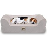 Jungolica Sezar Kedi ve Köpek Yatağı Gri 55x75 cm, Ortopedik Visco,%100 Su Geçirmez Alez, Çıkarılabilir Yıkanabilir Kılıf, Yan Destekli, Kaydırmaz Taban