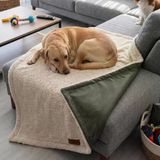Jungolica Su Geçirmez Çift Taraflı Kedi ve Köpek Battaniyesi - Koltuk & Yatak Koruyucu Örtü, Yumuşak Well-Soft Kumaş, Kolay Temizlenebilir, Ev ve Seyahat Kullanımı (Haki-Krem, X-Large 100×140 cm)