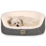 Jungolica Tobby Kedi ve Köpek Yatağı Beyaz 42X50X20 cm, Sakinleştirici Tasarım, Yükseltilmiş Yan Destek, Ultra Yumuşak, Çift Taraflı Yıkanabilir Minder, Çıkarılabilir Kılıf, Kaydırmaz Taban Yatak S