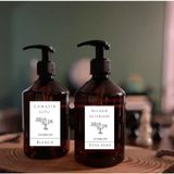 JUNIBELİW 2li Set Beyaz Etiket Amber Mika Plastik Şişe Bulaşık Deterjanlık Çamaşır Suyu 2x500ml
