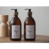 JUNIBELIW 2li Set Gold Beyaz Etiket Amber Cam Şişe Sıvı Sabun Bulaşık Deterjanlık 2X500ML BOŞ