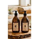 JUNIBELIW 2li Set Vintage Amber Boş Cam Şişe Sabunluk Bulaşık Deterjanlık Çamaşır Suyu 2X500ML