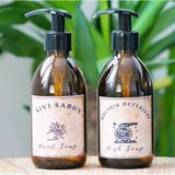 JUNIBELIW 2li Set Vintage Amber Cam Boş Şişe Bulaşık Deterjanlık Sıvı Sabun 2X250ML