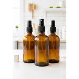 JUNIBELIW 3 Adet Amber Boş Cam Şişe Sprey Kolonya Parfüm Dezenfektan Şişesi 3X100ML