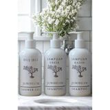 JUNIBELIW 3lü Set Beyaz Plastik Şişe Boş Erkek Şampuan Kadın Şampuan Duş Jeli Etiketli Şişe 3X400 ml