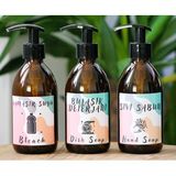 JUNIBELIW 3lü Set Renkli Etiket Boş Amber Boş Cam Şişe Bulaşık Deterjanlık Sıvı Sabunluk Çamaşır Suyu 3X250ML