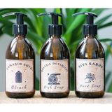 JUNIBELIW 3lü Set Vintage Amber Cam Boş Şişe Bulaşık Deterjanlık Çamaşır Suyu Sıvı Sabun 3X250ML