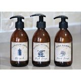 JUNİBELİW 3Lü Set Vintage Amber Cam Şişe Sabunluk 3X250Ml Bulaşık Deterjanlık Sıvı Sabunluk Çamaşır Suyu