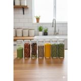 JUNIBELIW 6 Adet 40ML Geniş Ağız Masaüstü Mini Baharatlık Kavanoz Ginger Shot Cam Şişe Metal Kapaklı 6X40ML
