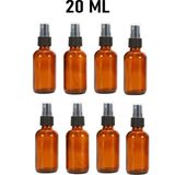 JUNİBELİW 8 Adet Çok Amaçlı Amber 20ML Siyah Sprey Fısfıs Kolonya Dezenfektan Cam Şişe 8X20ML