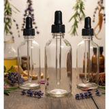 JUNIBELIW JUNİBELİW 3 Adet 100 ml Şeffaf Cam Şişe Kapaklı Cam Damlalıklı Boş Çok Amaçlı Yağ Esans Şişesi 3X100ML