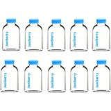 JUNIBELIW JUNİBELİW 9 Adet 50ML Cam Şişe Mavi Plastik Kapaklı Çok Amaçlı Shot Şişesi Meyve Suyu Shot Şişesi 9X50ML