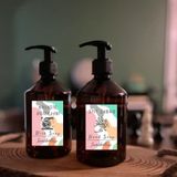 JUNIBELIW Set Renkli Etiket Amber Mika Plastik Şişe Bulaşık Deterjanlık Sıvı Sabun 2 x 500 ml BOŞ