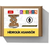 Junior Da Vinci Hidrolik Asansör Stem Oyuncak – Sıvı Basıncı Deneyi - Eğitici Ahşap Maket Montessori Bilim Seti - Ahşap Rengi