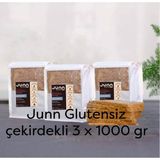 JUNN Glutensiz Karabuğday Ekmeği, Çekirdekli 3 x 1000 gr Mayasız, Aktive Edilmiş Karabuğday Tohumu - 1 kg
