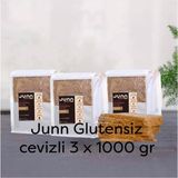 JUNN Glutensiz Karabuğday Ekmeği, Cevizli 3 x 1000 gr Mayasız, Aktive Edilmiş Karabuğday Tohumu - 1 kg