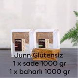 JUNN Glutensiz Karabuğday Ekmeği, Sade ve Baharlı 2 x 1000 gr Mayasız, Aktive Edilmiş Karabuğday Tohumu - 1 kg