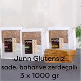 JUNN Glutensiz Karabuğday Ekmeği, Sade,Baharlı,Zerdeçallı 3 x 1000 gr Mayasız, Aktive Edilmiş Tohum - 1 kg