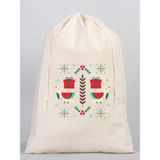 Junobi 20X30 cm Noel Yılbaşı Kesesi - Ham Bez Kese - Hediye Poşeti - Bez Poşet - Beyaz - 1 Adet