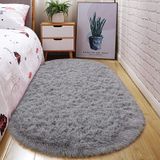 junovo Oval Kabarık Ultra Yumuşak Parça Halılar Yatak Odası için Peluş Tüylü Halı Çocuk Odası Başucu Çocuk Odası Paspasları, 0,8 x 1,6 m, Gri