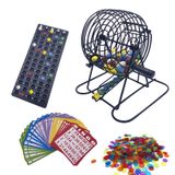 JUNWRROW Deluxe Bingo Oyun Seti 6 İnç Kafes, Master Board, 75 Renkli Top Bir Çanta, 50 Kart ve 500 Renk Karışımı Cips Büyük Gruplar için İdeal