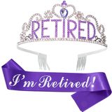 JunyRuny Kadınlar için Mor Emeklilik Partisi Süslemeleri, "I'm Retired" Kuşak ve Taç Seti, Kadınlar için Emeklilik Hediyeleri, Emeklilik Partisi için Harika, Etkinlikler ve Malzemeler, Hediyeler, İyilikler