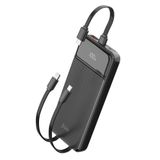 Juo 10000 mAh 22.5W Led Ekranlı Lightning ve Type-C Siyah Kablolu Powerbank Taşınabilir Hızlı Şarj