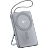 Juo 10000MAH Magsafe 15W Qi2 Sertifikalı Powerbank 22.5 Type-C Kablolu Standlı Taşınabilir Kablosuz Hızlı Şarj Cihazı - Gri