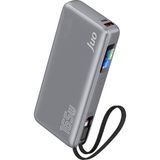 Juo 20000MAH 165W LED Ekranlı Type-C Kablolu Powerbank Usb-A + Usb-C Macbook Notebook Telefon Taşınabilir Pd Hızlı Şarj Cihazı - Gri