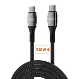 Juo 240W 5A E-Mark Çipli Örgülü USB PD Type-C to Type-C 1 mt Hızlı Şarj ve Data Kablosu