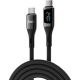 Juo 240W Dijital LED Ekranlı E-Mark Çipli Pd 3.1 USB Type-C To Type-C Hızlı Şarj ve Data Kablosu 1 Metre - Siyah