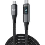 Juo 240W USB 3.1 Gen2 10Gbps E-Mark Çipli Led Display Ekranlı 4K 60Hz Görüntü ve Type-C Hızlı Şarj Kablosu 1.25 Metre